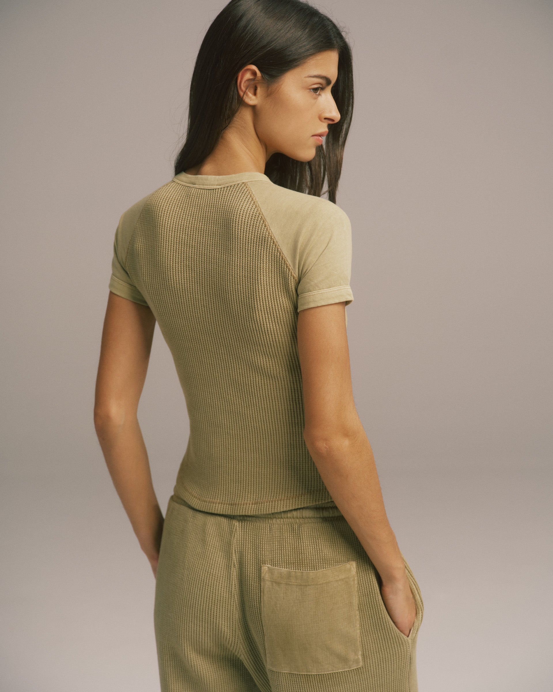 Waffle Raglan Short Sleeve Top - Pistachio Green