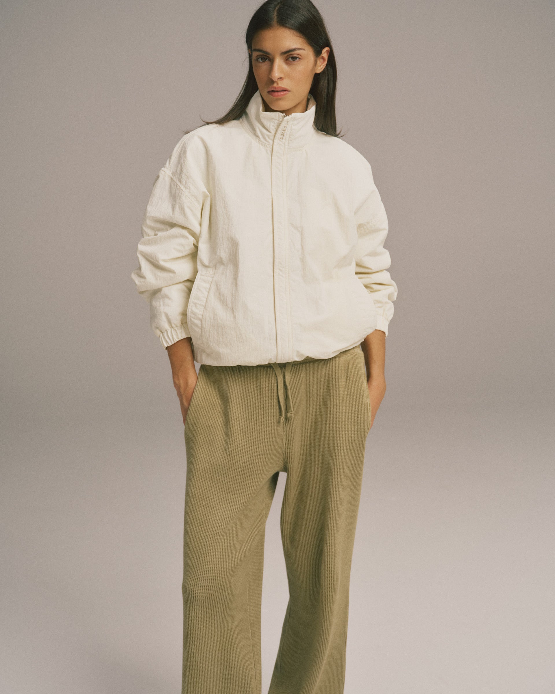 Funnel Neck Track Jacket - Marshmallow White