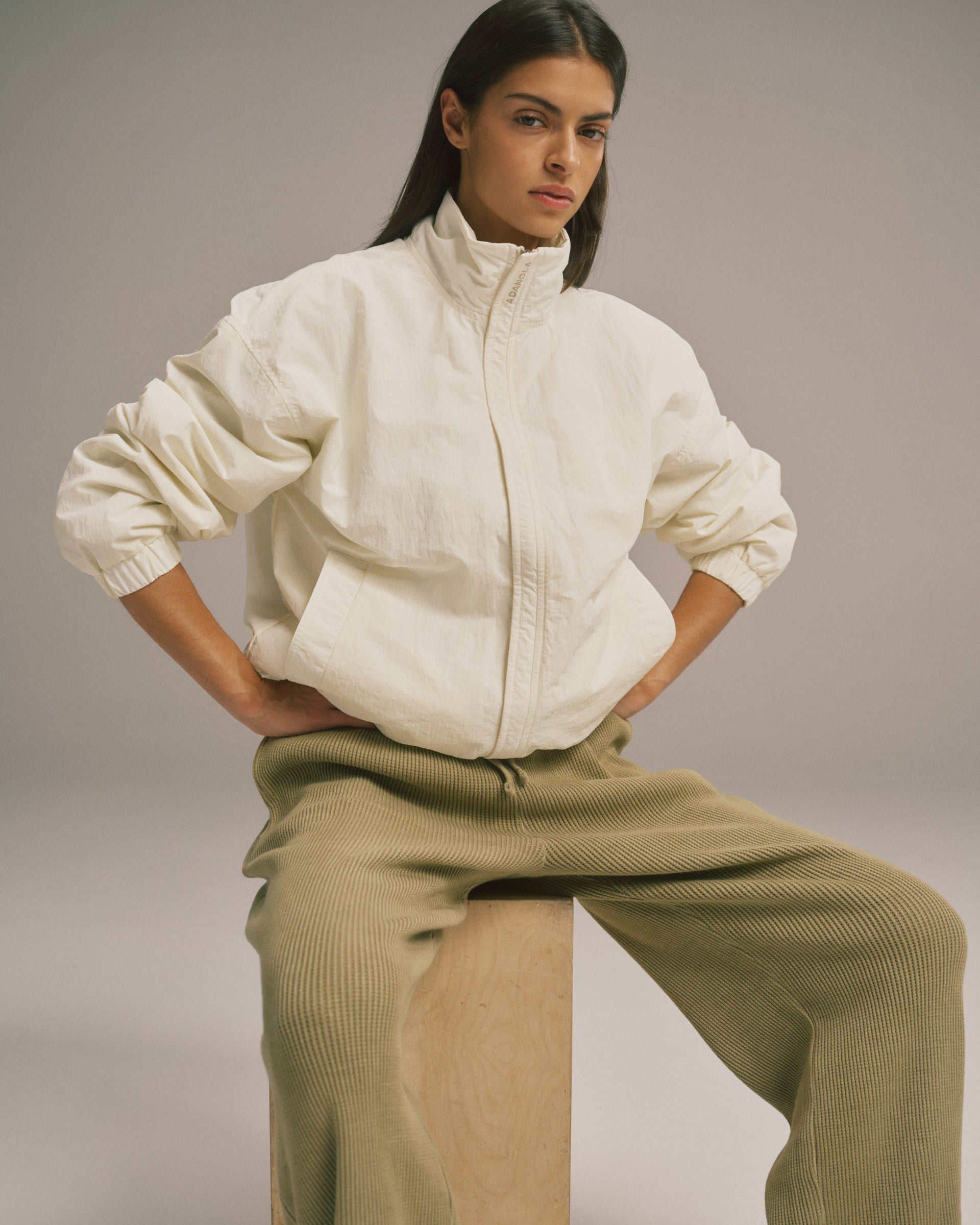 Funnel Neck Track Jacket - Marshmallow White