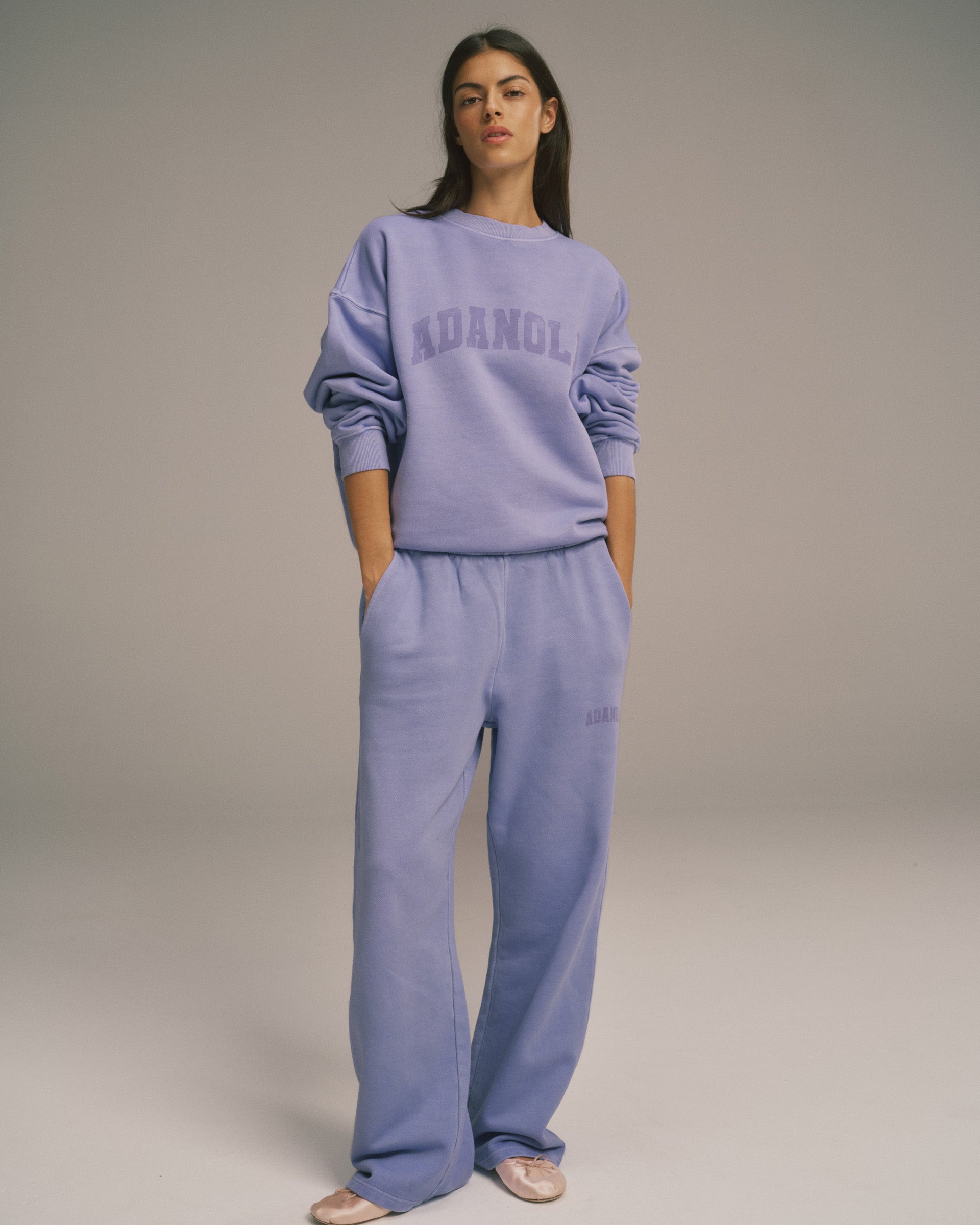 Varsity Straight Leg Sweatpants - Washed Lavender