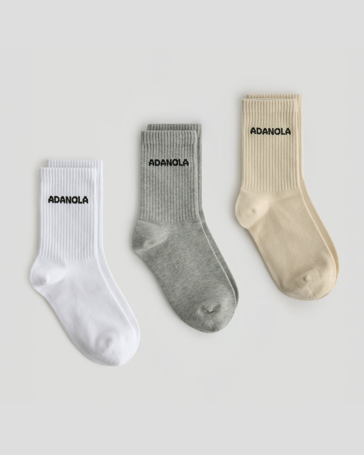 3 Pack Socks White Cream Light Melange