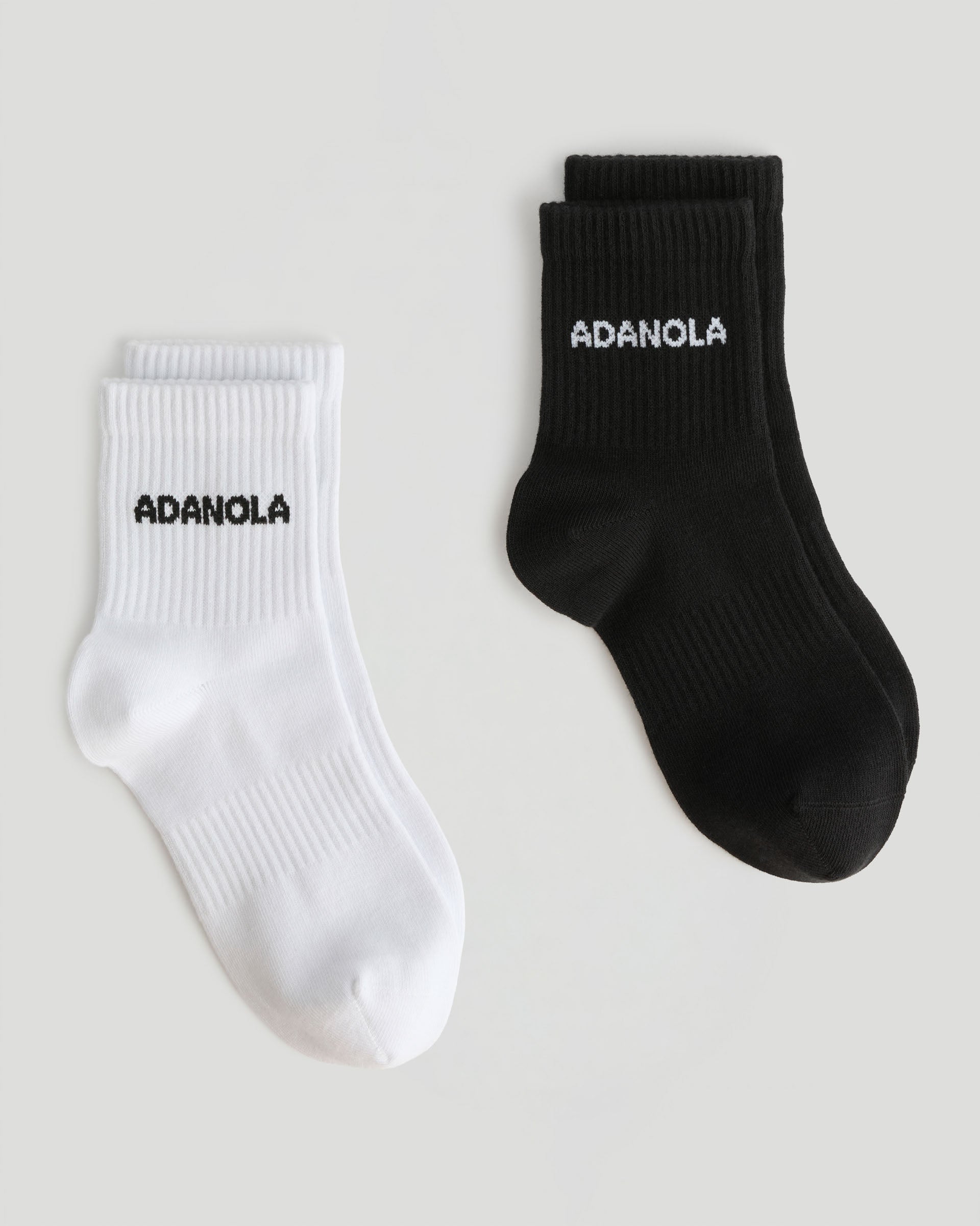 2 Pack Mid Length Socks - White/Black