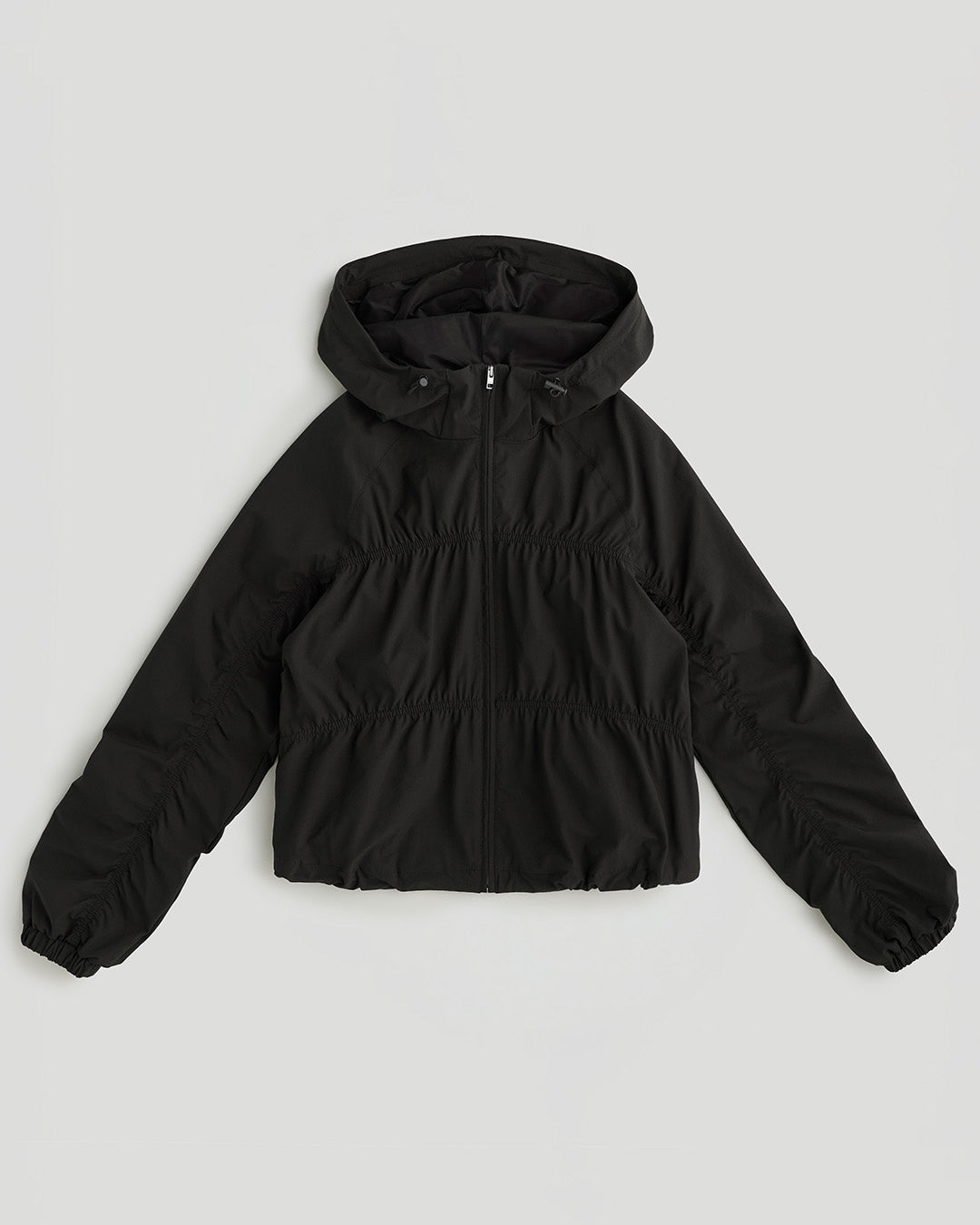 Ruched Detail Zip Up Jacket - Coffee Bean