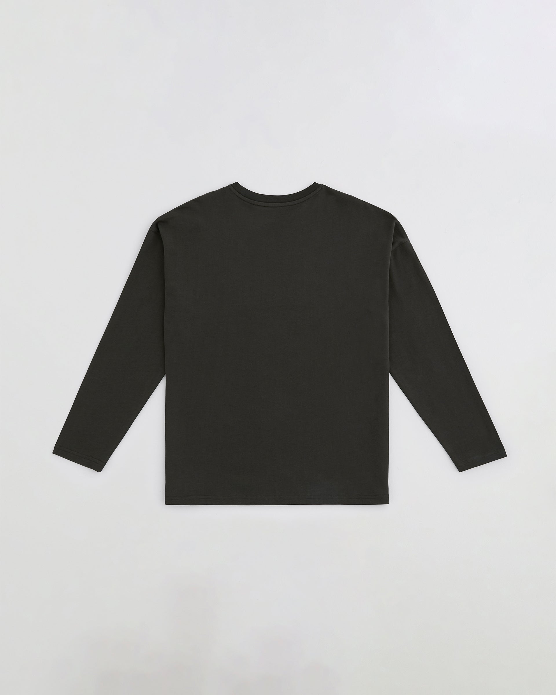 Varsity Long Sleeve Drop Shoulder T-shirt - Coffee Bean/White