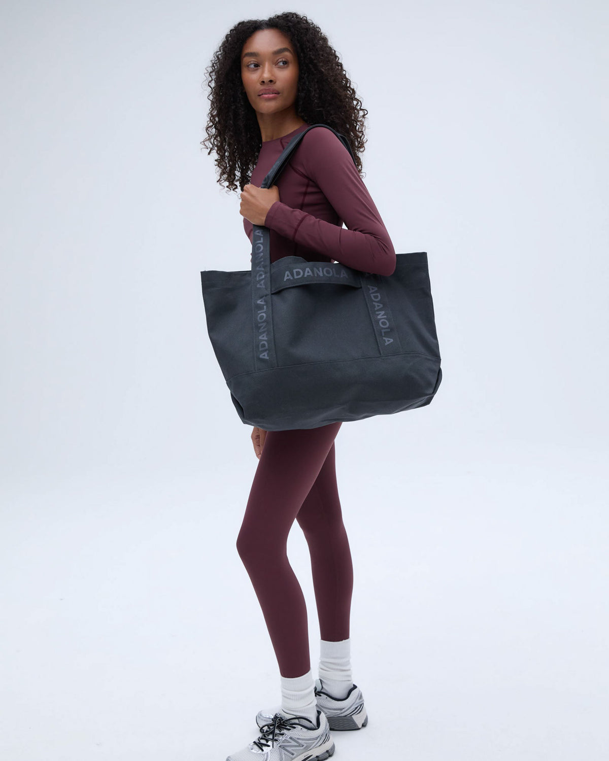 Branded Strap Tote Bag Graphite