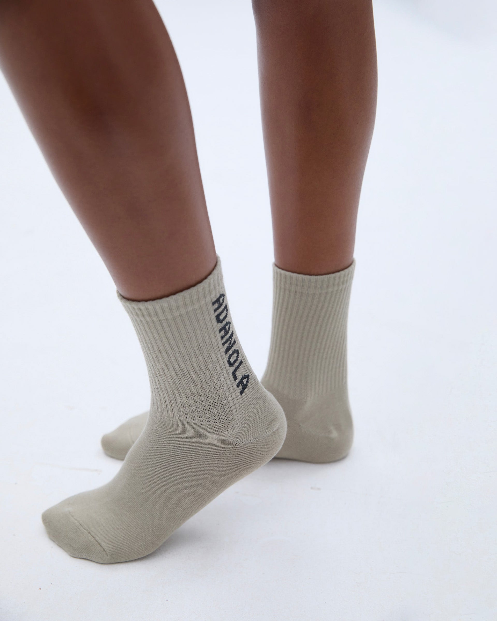 2 Pack Adanola Socks - White/Charcoal, Taupe/Charcoal