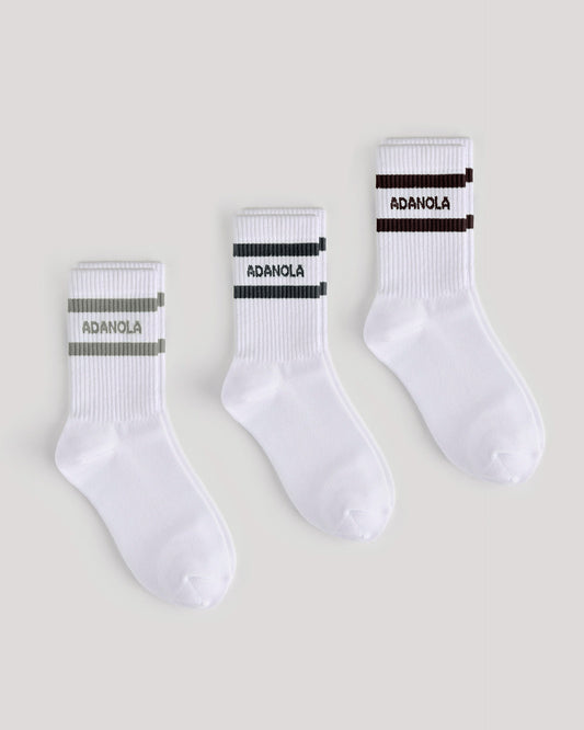 3 Pack Sports Socks - Midnight/Coffee Bean/Olive