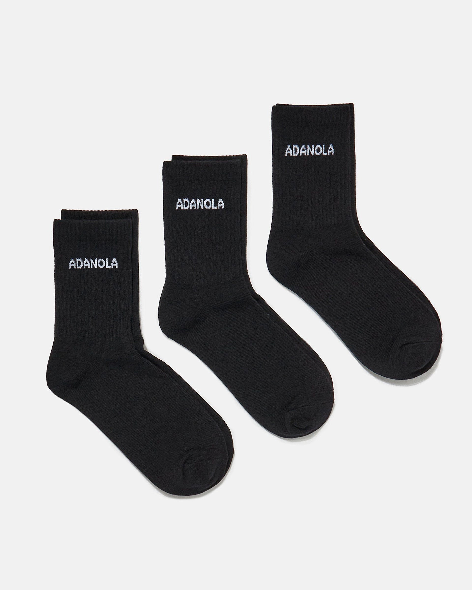 3 Pack Socks - Black - Socks - Adanola
