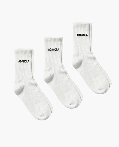 3 Pack Socks - Light Grey Melange - Socks - Adanola