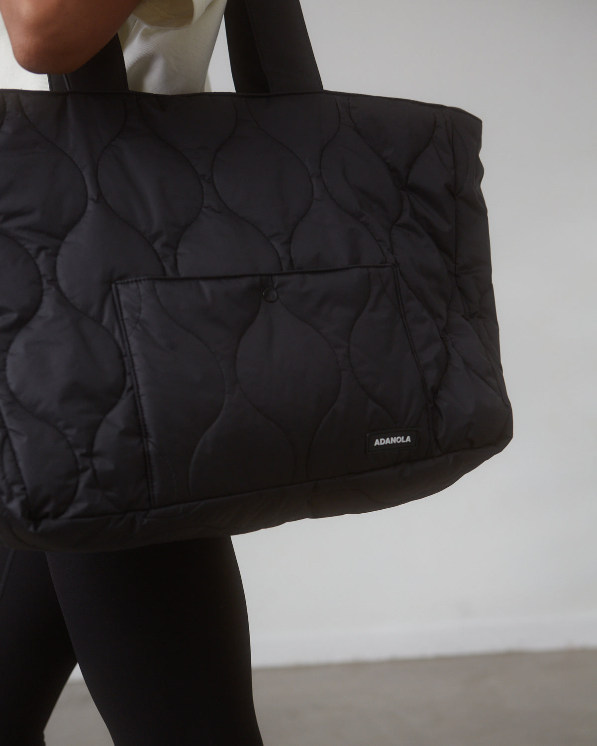Black Oversized Quilted Tote Bag