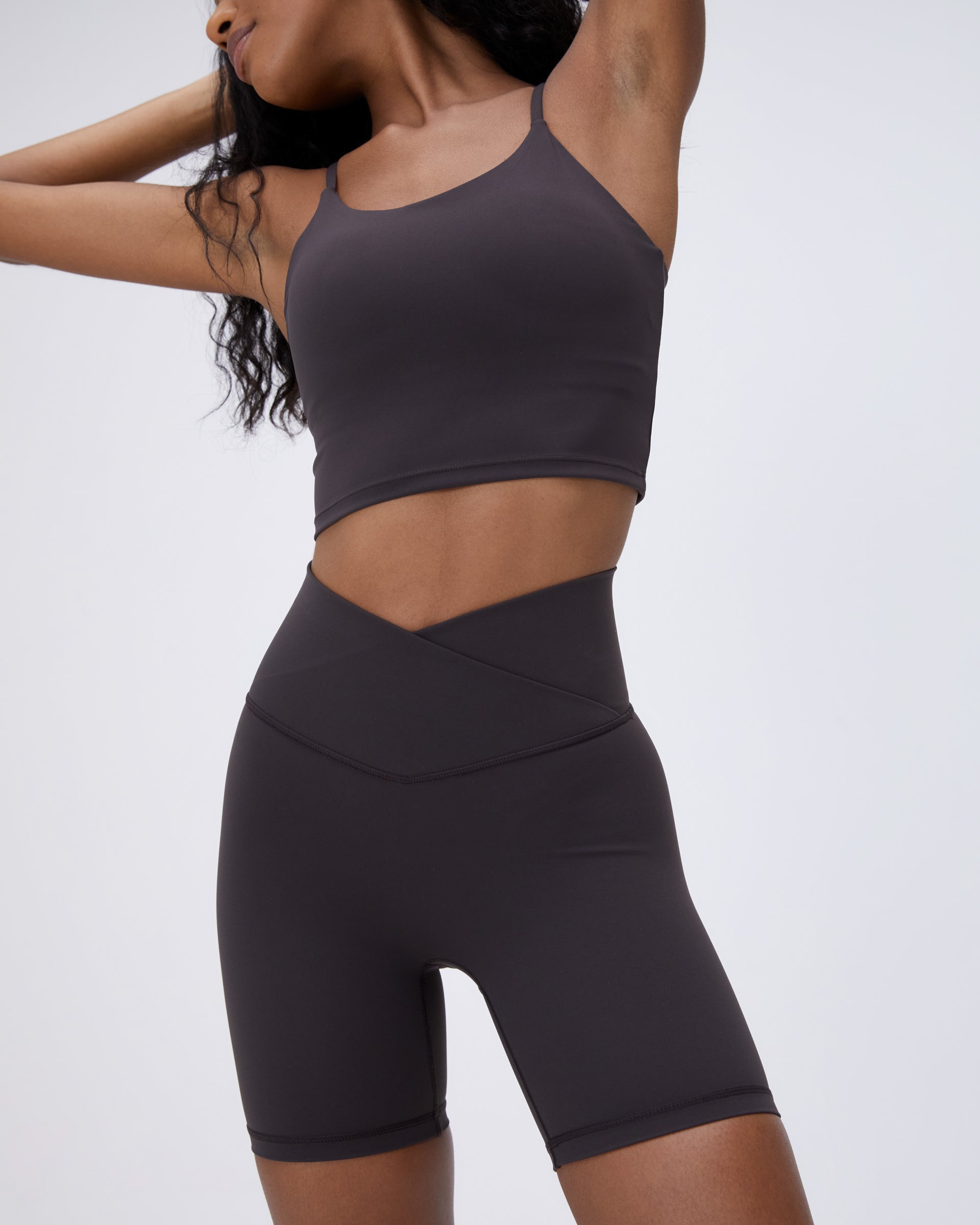 Ultimate Wrap Over Crop Shorts - Coffee Bean