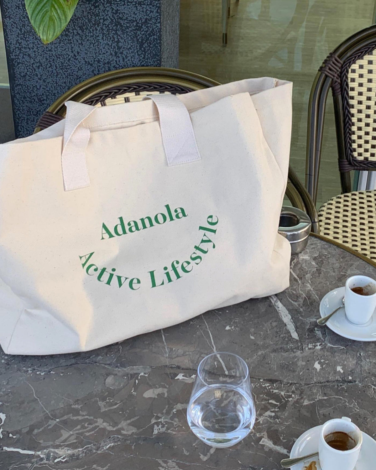 Active Lifestyle' Cream & Green Canvas Tote Bag