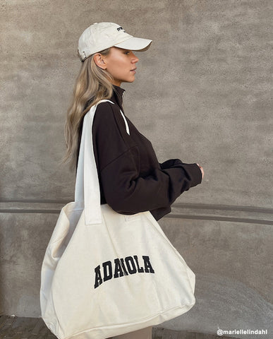 Varsity Tote Bag - Cream/Black - Accessories : Bags - Adanola