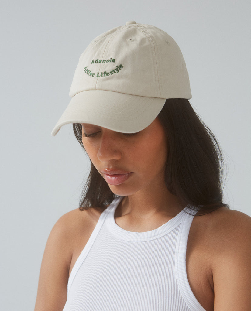 Women's Cream and Green Cap | Adanola